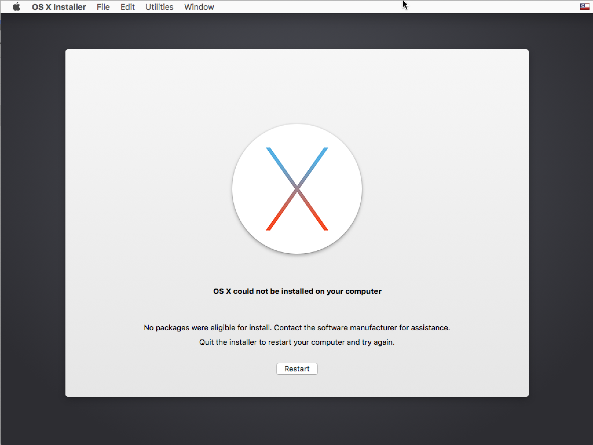 No packages were eligible for install mac el capitan os